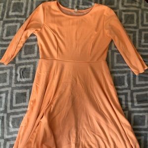 Pink Blush orange midi dress w/ scalloped hemline